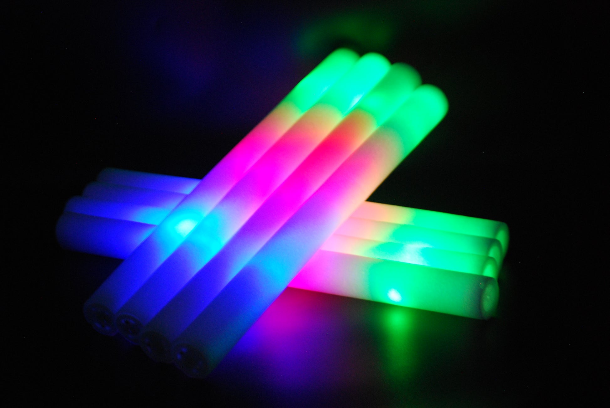 PERSONALIZED 18 Multicolored Glow Sticks, LED Foam, Flashing, 3 modes 24  pcs
